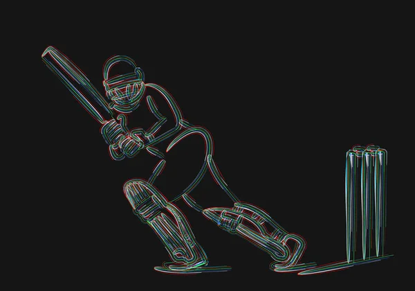 Begreppet slagman spelar cricket-Championship, Line Art des — Stock vektor