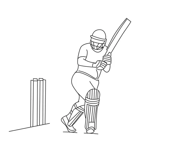 Concept of Batsman Playing Cricket  - championship, Line art des — Stock Vector