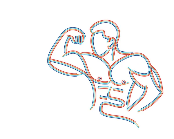 Sport bodybuilding και δραστηριότητα γραμμή τέχνης σχέδιο, διάνυσμα οφθαλμαπάτη — Διανυσματικό Αρχείο