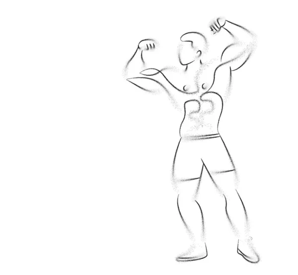 Bodybuilding Sport und Aktivität Linie Kunst Zeichnung, Vektor illustr — Stockvektor