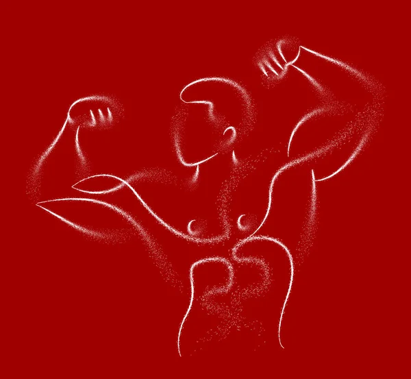 Bodybuilding sport och aktivitet linje konst ritning, vektor ILLUSTR — Stock vektor