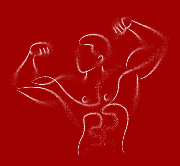 Bodybuilding Sport und Aktivität Linie Kunst Zeichnung, Vektor illustr — Stockvektor