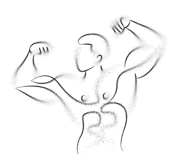 Bodybuilding Sport und Aktivität Linie Kunst Zeichnung, Vektor illustr — Stockvektor