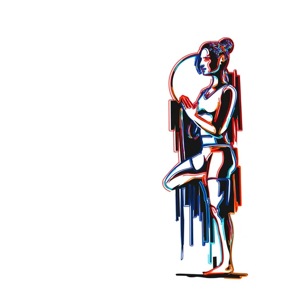 Unga kvinnor mediterar, vektor affisch illustration — Stock vektor