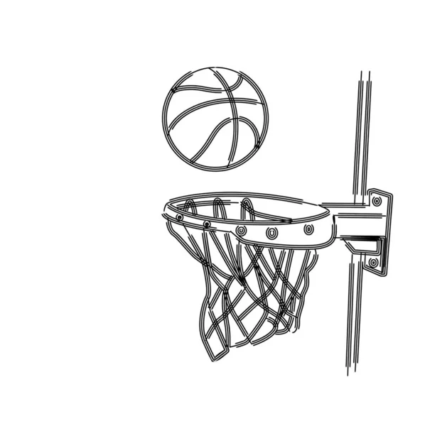 Basketball panier tir, cerceau, jeu, illustration vectorielle d'art de ligne — Image vectorielle