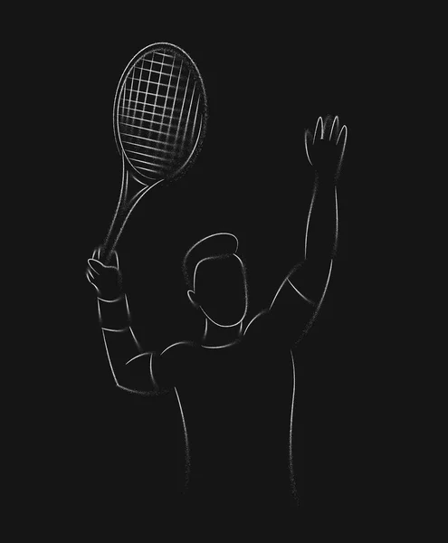 Moderner leidenschaftlicher Badmintonspieler im Action-Logo - line art vec — Stockvektor
