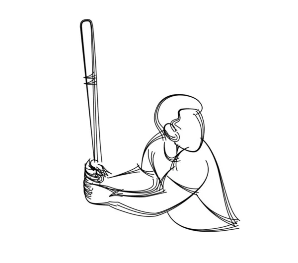 棒球运动员，击球手用球棒摆动，抽象的孤立vec — 图库矢量图片