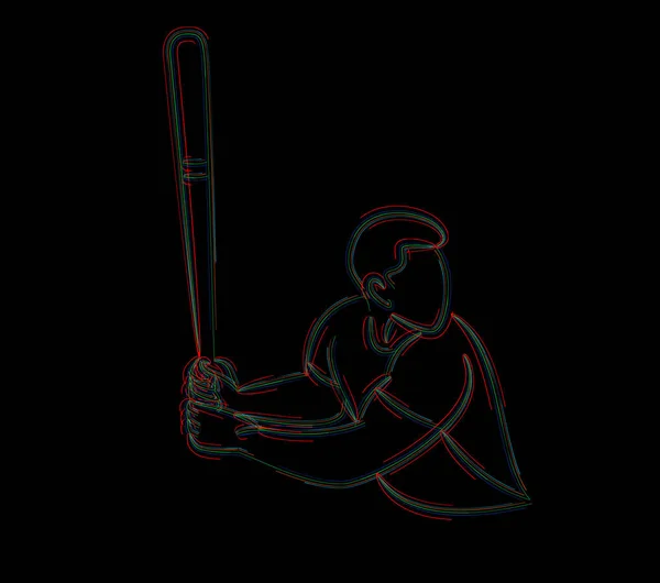 Baseballspieler, Schläger schwingt mit Schläger, abstrakt isoliert vec — Stockvektor