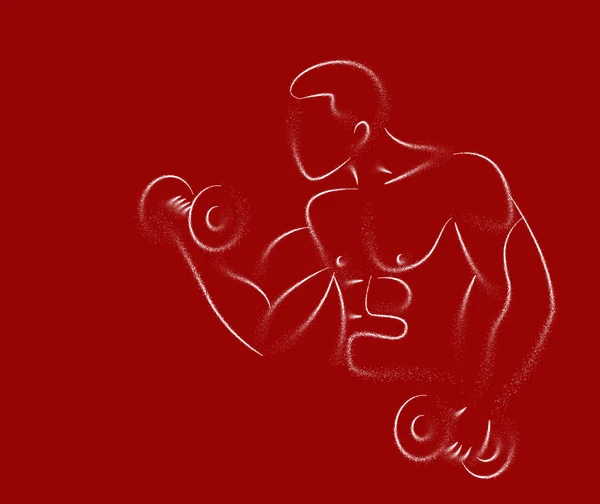 Muscular Man Entrenamiento con Barbell Sport y Actividad Línea de arte Dr — Vector de stock