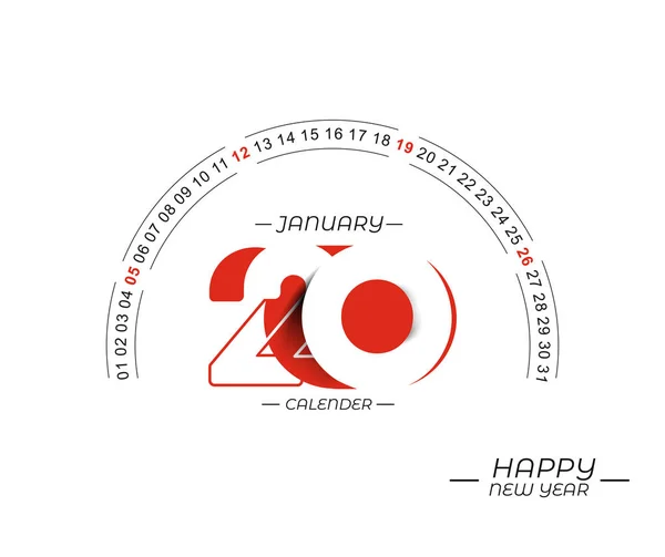 Gelukkig Nieuwjaar 2020 januari Calendar-Nieuwjaar vakantie design e — Stockvector