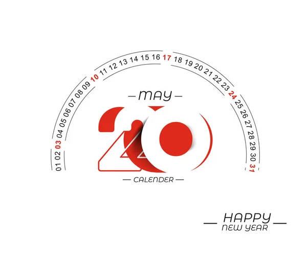 Boldog új évet 2020 Május Calendar-New Year Holiday design eleme — Stock Vector