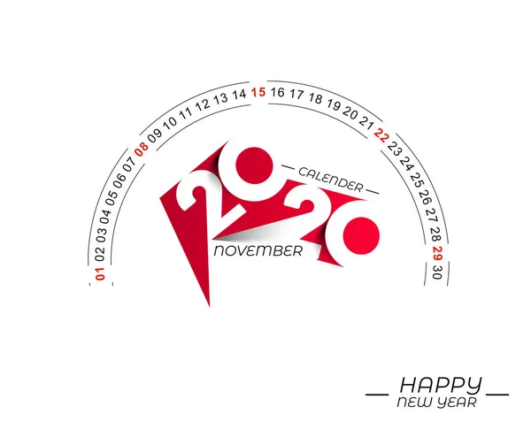 新年快乐 2020 日历 - 新年假期设计元素 — 图库矢量图片