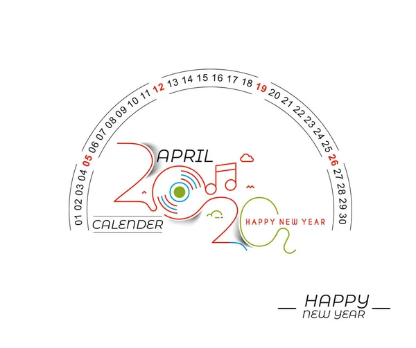 Boldog új évet 2020 naptár-szilveszteri Holiday design elemek — Stock Vector