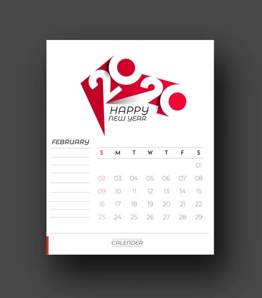 Happy new year 2020 Calendar - New Year Holiday design elements — Stock Vector