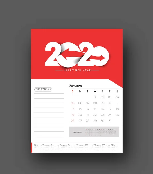 Gelukkig Nieuwjaar 2020 kalender-Nieuwjaar vakantie design elementen — Stockvector