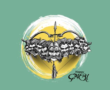 Dussehra kutlama - Ravana yay ve ok, El ile on baş