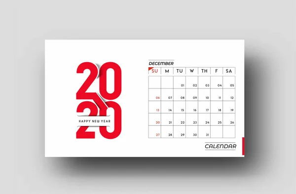 Bonne année 2020 Calendrier - Nouvel An éléments de conception de vacances — Image vectorielle