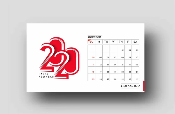 Šťastný nový rok 2020 kalendář-nový rok dovolené prvky návrhu — Stockový vektor