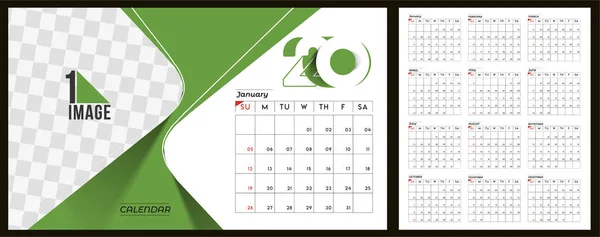 Felice anno nuovo 2020 Calendario - Capodanno elementi di design vacanza — Vettoriale Stock