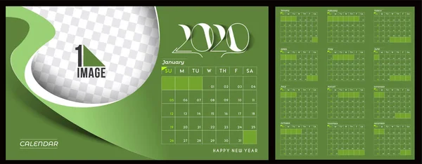 ハッピーニューイヤー2020カレンダー - 新年の休日のデザイン要素 — ストックベクタ