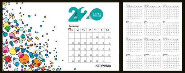 Szczęśliwego nowego roku 2020 kalendarz-nowy rok elementy projektu wakacje — Wektor stockowy