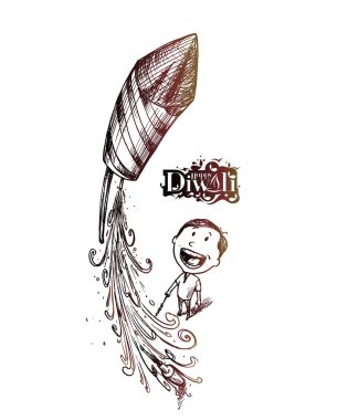 Çocuk uçan roket - Hint festivali diwali kutlama.- El Dr