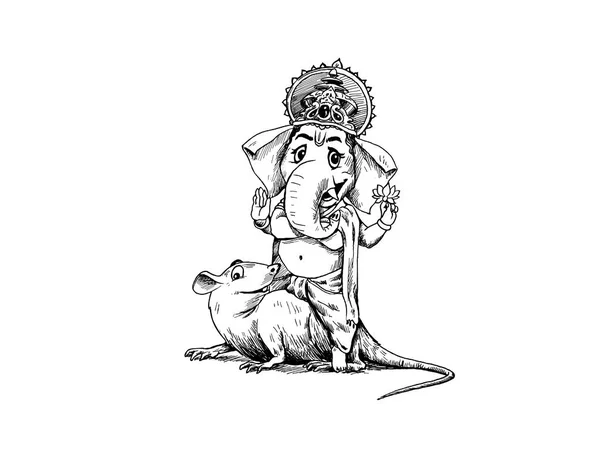 Plantilla de Ganesh Chaturthi del festival religioso indio, dibujada a mano — Vector de stock