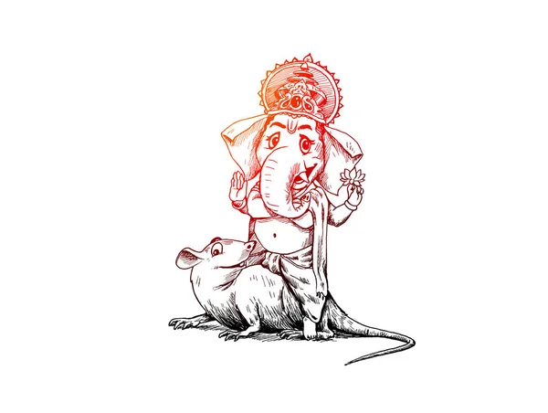 Plantilla de Ganesh Chaturthi del festival religioso indio, dibujada a mano — Archivo Imágenes Vectoriales