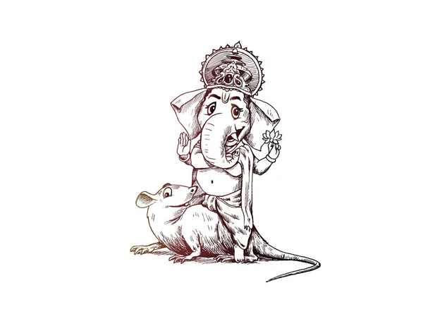 Plantilla de Ganesh Chaturthi del festival religioso indio, dibujada a mano — Vector de stock