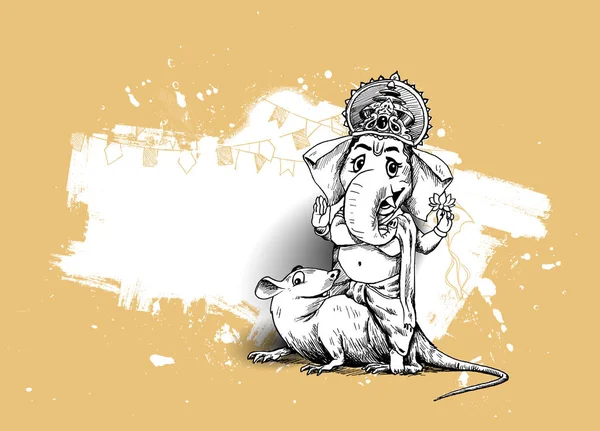 Plantilla de Ganesh Chaturthi del festival religioso indio, dibujada a mano — Vector de stock