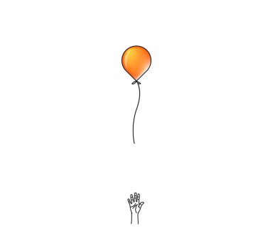 El Çizilmiş liane sanat kavramı vektör illus için El gevşek balon