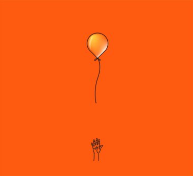 El Çizilmiş liane sanat kavramı vektör illus için El gevşek balon