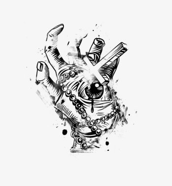 Zombilerin Vintage Hands 'i ve gören gözler. El çizimi kusurlu.