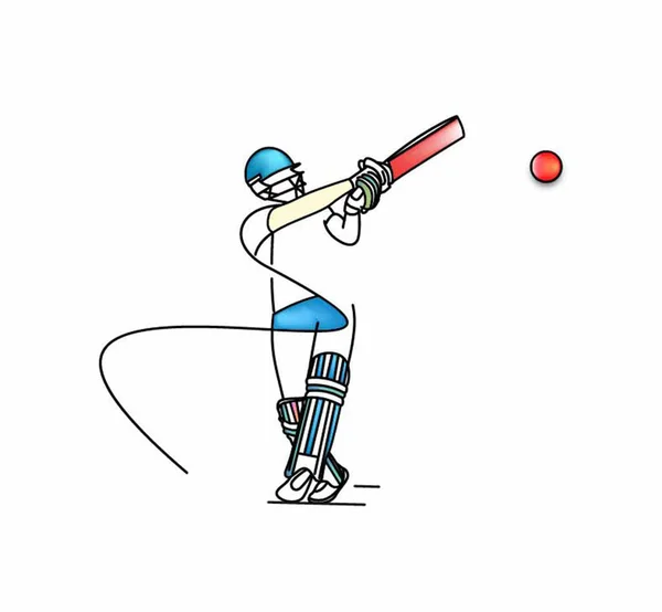 Koncept batsmana hraní kriketu-mistrovství, linie umění des — Stockový vektor
