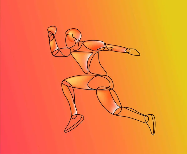 スポーツとアクティビティマンランナージョガーは孤立したラインアートを走る — ストックベクタ