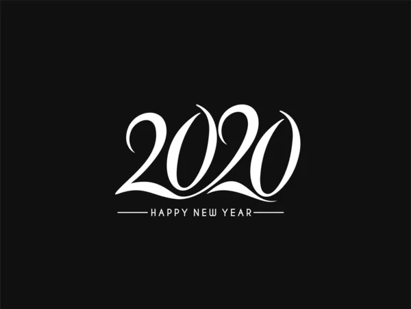 Happy New Year 2020 Text Typography Design Patter, Vector illust — Stockový vektor