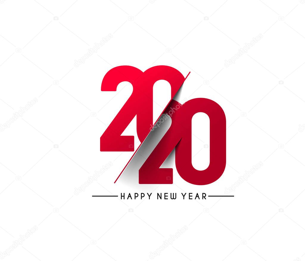 Happy New Year 2020 Text Typography Design Patter, Vector illust