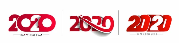 快乐新年2020文本格式设计集-矢量插画a — 图库矢量图片
