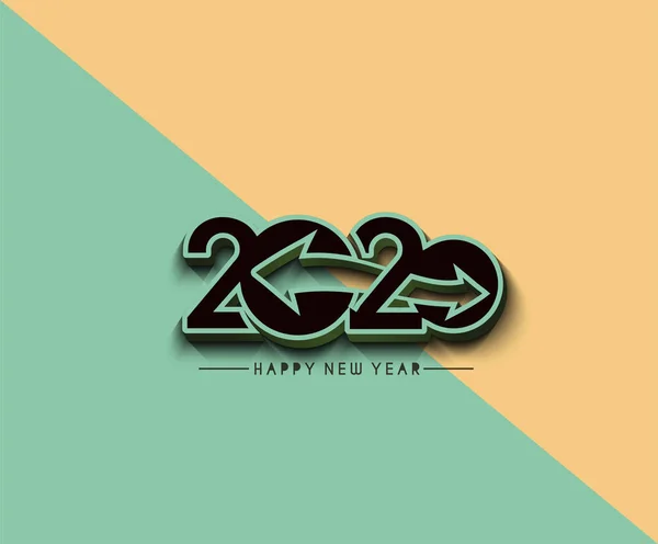 Gott nytt år 2020 Text Typografi Design Mönster — Stock vektor