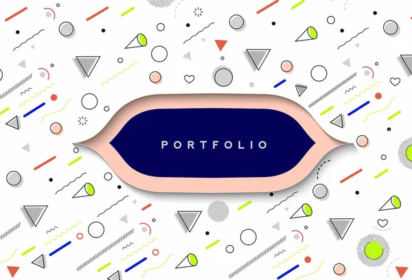 Abstrakt Banner Med Portfolio Kalligrafisk Linje Konst Textaffisch Med Utrymme — Stock vektor