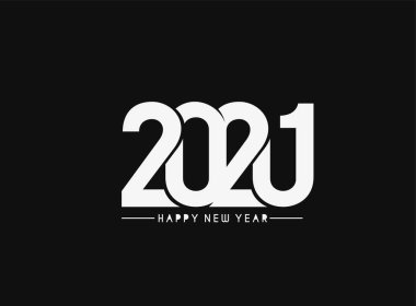 Mutlu yıllar 2021 Metin Tasarım Paterni, Vektör illüstrasyonu.