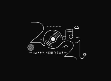 Mutlu yıllar 2021 Metin Tasarım Paterni, Vektör illüstrasyonu.