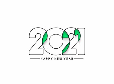Mutlu yıllar 2021 Metin Tasarım Paterni, Vektör illüstrasyonu.