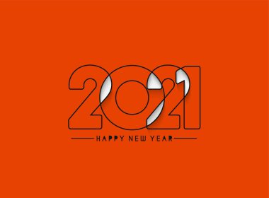 Mutlu yıllar 2021 Metin Tasarım Paterni, Vektör illüstrasyonu.