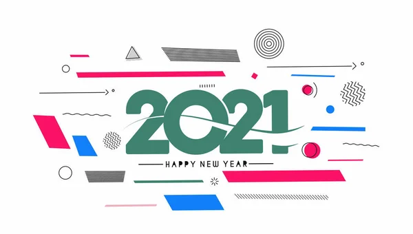 Happy New Year 2021 Text Tipografie Design Patter Ilustrație Vectorială — Vector de stoc