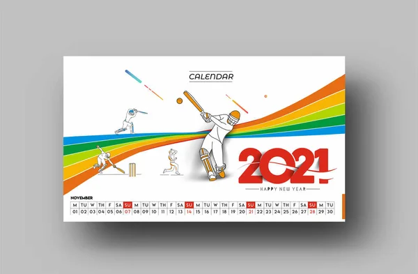 Ευτυχισμένο Νέο Έτος 2021 Ημερολόγιο Νέο Έτος Στοιχεία Σχεδιασμού Διακοπών — Διανυσματικό Αρχείο