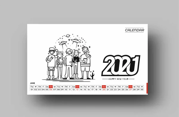 Bonne Année 2021 Calendrier Nouvel Éléments Conception Vacances Pour Les — Image vectorielle