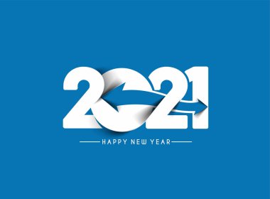 Mutlu yıllar 2021 Metin Tasarım Paterni, Vektör illüstrasyonu.