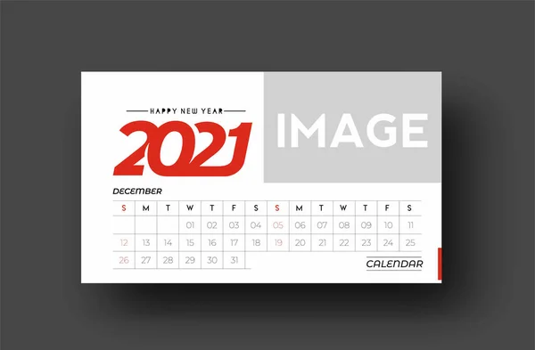 Felice Anno Nuovo 2021 Dicembre Calendario Capodanno Elementi Design Vacanze — Vettoriale Stock