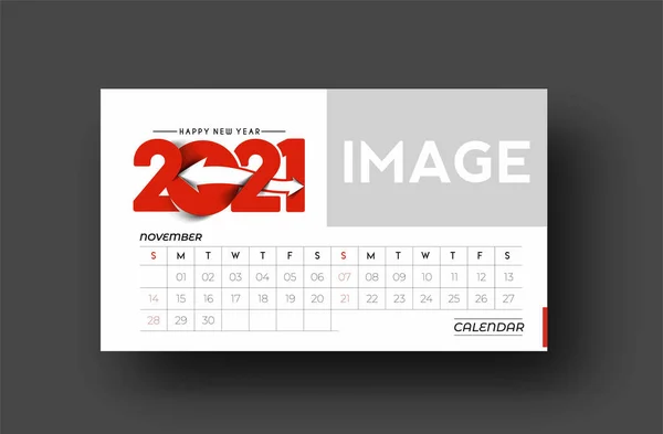 Feliz Año Nuevo 2021 Noviembre Calendario Año Nuevo Elementos Diseño — Archivo Imágenes Vectoriales